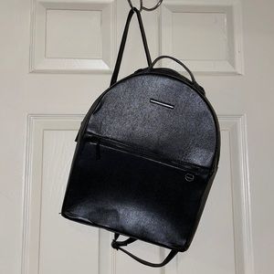 Also Faux Black Leather Backpack